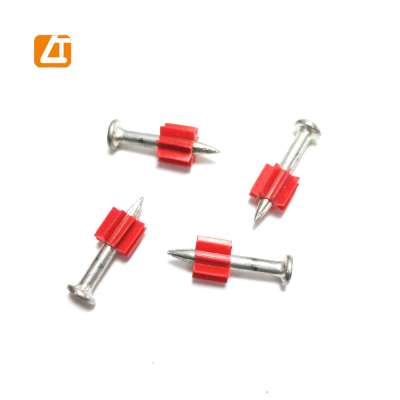 Concrete shooting nail with red PVC washer drive pin shooting gun nail